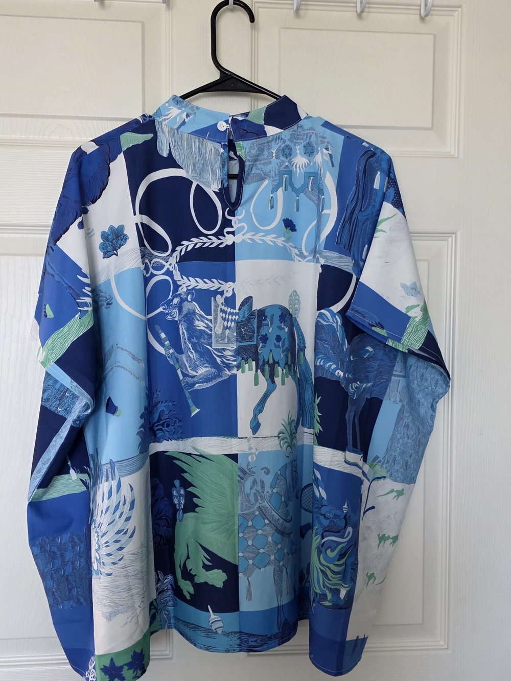 Blue Patchwork Print Blouse - Picture 3 of 4